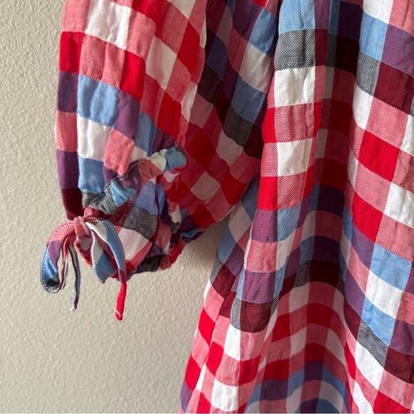 Lane Bryant Red and Blue Check Blouse NEW - Picture 3 of 7